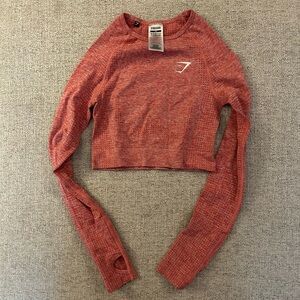 Gymshark Women's Seamless Cropped Long Sleeve Top - Heathered Pink